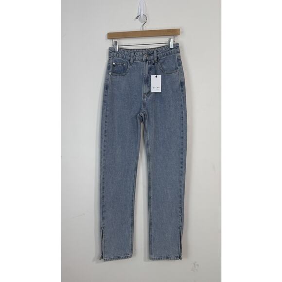 DISSH Denim Vinnie Blur Split Hem Straight Jeans Size 8 Light Blue High Rise - Picture 2 of 12